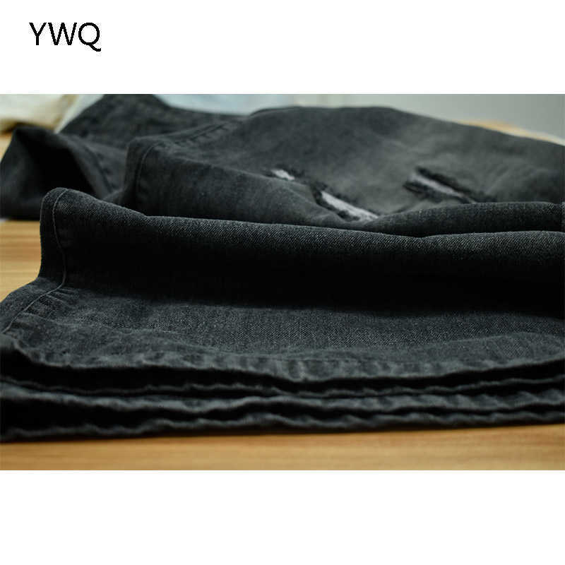 Ripped Women Jeans Wide Leg Long Cargo Pants Ladies Black Boyfriend High Waist Vintage Korean Lady Trousers Baggy 210809