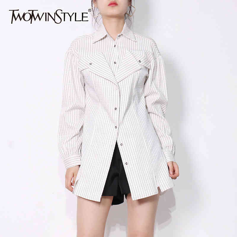 Striped Patchwork Casual Blouse For Women Lapel Long Sleeve Split Korean Shirt Female Fashion Clothing Spring 210524, White
Striped Patchwork Casual Blouse For Women Lapel Long Sleeve Split Korean Shirt Female Fashion Clothing Spring 210524, White