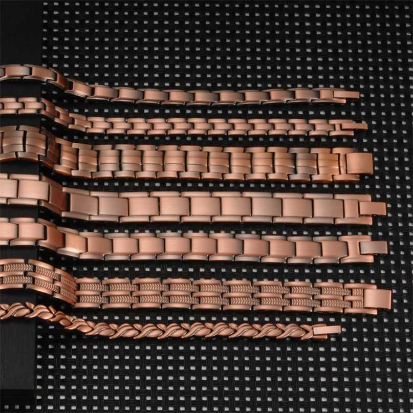 Vinterly Magnetic Bracelet Men Pure Copper Energy Health Male Chain Link Vintage s & Bangles 211124
