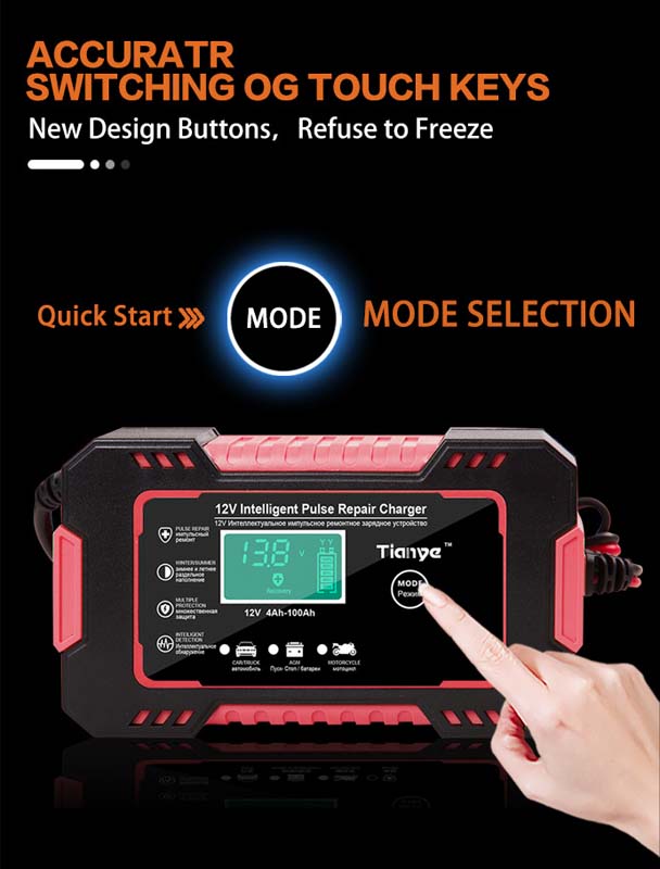 Full Automatic Car Battery Charger Tools 12V Digital Display Vehicle Batteries Chargers Power Puls Repair Wet Dry Lead Acid Tool