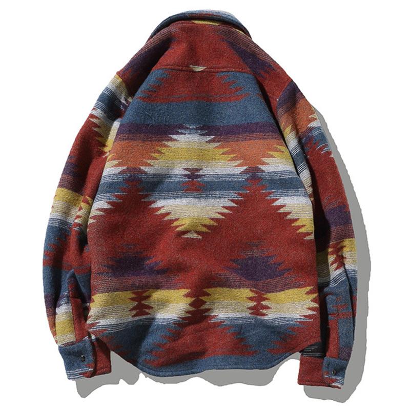 Japanese Style Men Shirt Fashion Hip Hop Plaid Woolen Long Sleeve Shirts Male Streetwear Oversize Casual Camisa Men's