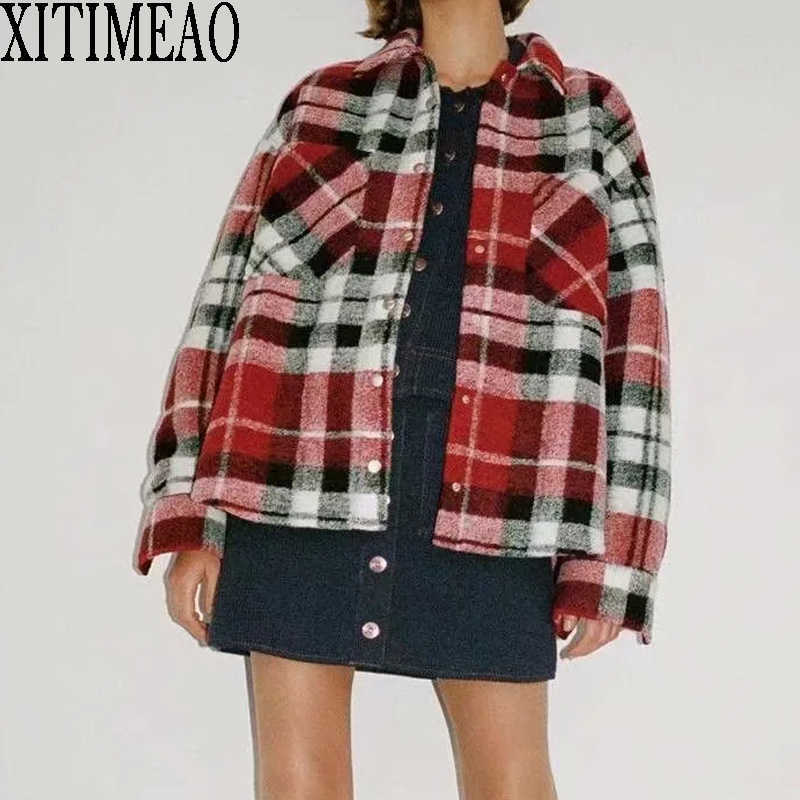 ZA Vintage Stylish Pockets Oversize Plaid Jacket Coat Women Fashion Lapel Collar Long Sleeve Loose thickening Outerwear Chic Top 210602, As picture
ZA Vintage Stylish Pockets Oversize Plaid Jacket Coat Women Fashion Lapel Collar Long Sleeve Loose thickening Outerwear Chic Top 210602, As picture