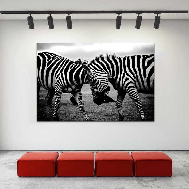 Black and White Canvas Art Two Zebra Animal Pictures Poster Print Wall Art Painting Home Decoration For Living Room