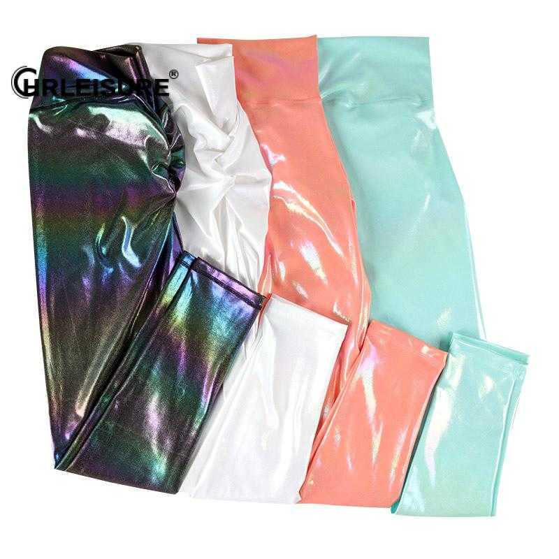 CHRLEISURE Shiny Leather Leggings High Waist Push Up Gym Leggings Booty Lifting Pants Slim Legging Anti Cellulite 211014