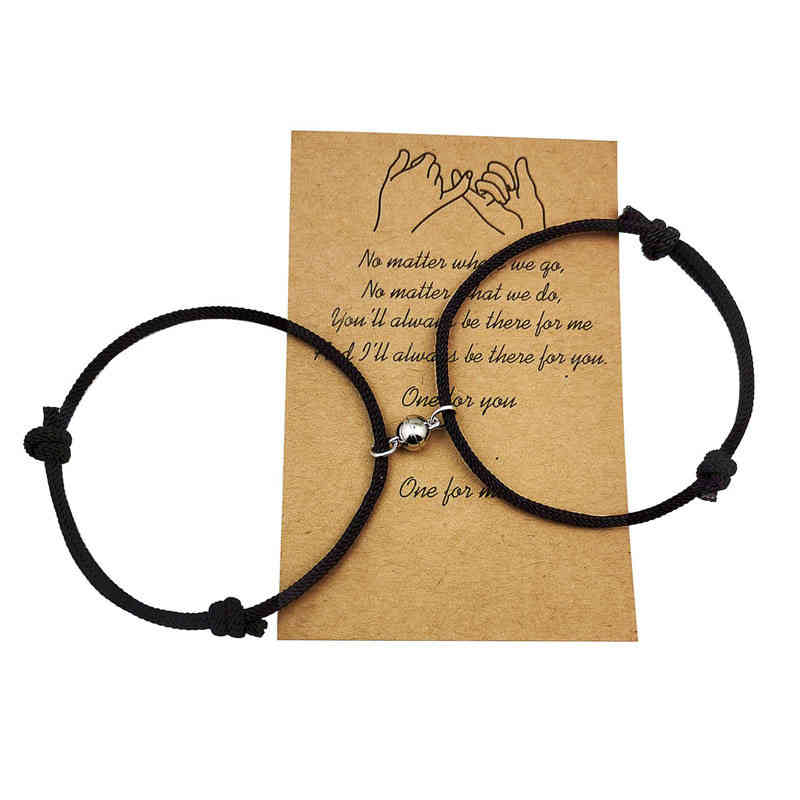2022 Hot Magnet Bracelet Couple Handmade Adjustable Rope Matching Braslet Infinite Love Braclet Lucky Black White Brazalete Gift