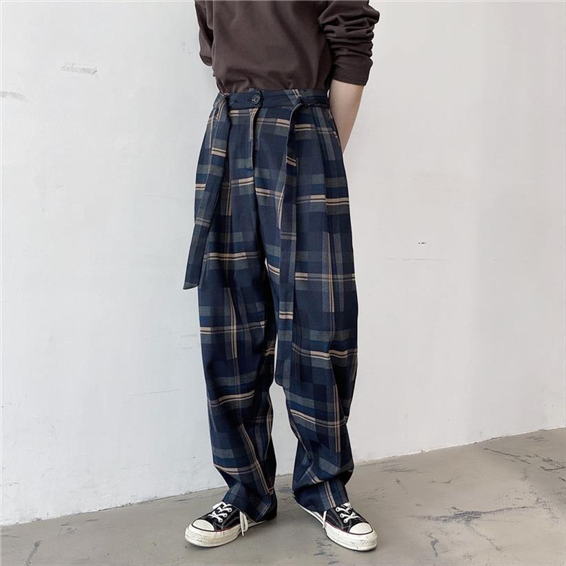 high waist casual loose women pants straight suit male vintage fashion plaid long trousers japan korea style pant, Black
high waist casual loose women pants straight suit male vintage fashion plaid long trousers japan korea style pant, Black