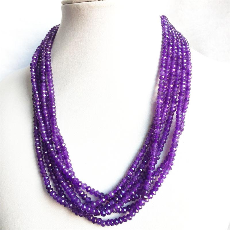 Chains Small 3*4MM Faceted Clear Purple Amethyst Jade Necklace For Women Natural Stone Beaded Gem Choker Collares Abacus Gift Jewelry, Silver
Chains Small 3*4MM Faceted Clear Purple Amethyst Jade Necklace For Women Natural Stone Beaded Gem Choker Collares Abacus Gift Jewelry, Silver