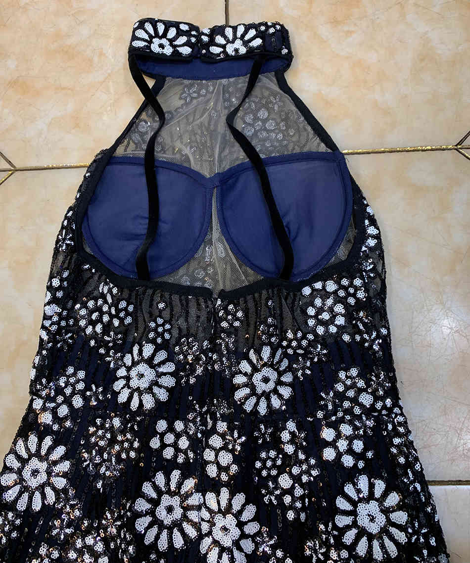 Free Fashion Flower Sequin Long Dresses Sexy Halter Sleeveless Bodycon Dress Club Night Party Vestidos 210524