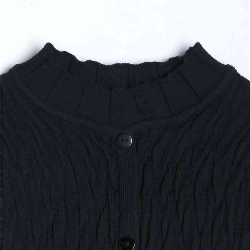 Elegant Women Knitted Patchwork Shirts Fashion Ladies Stand Collar Cotton Tops Streetwear Female Chic Ruffles Blouses 210430