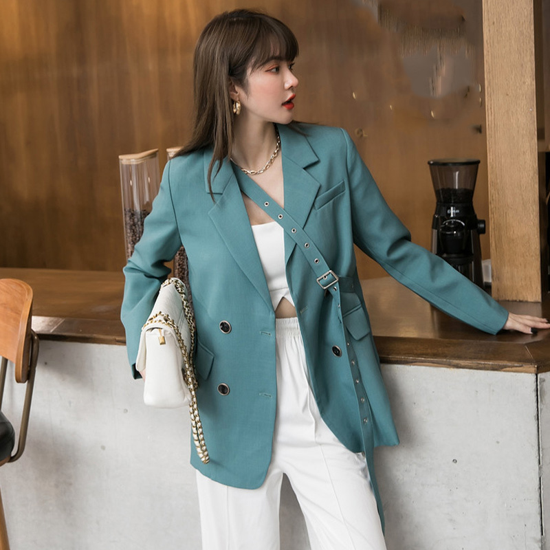 Women Blue Brief Bandage Temperament Blazer Solid Lapel Long Sleeve Loose Female Blazers Fashion Autumn Ladies Coats 210518
Women Blue Brief Bandage Temperament Blazer Solid Lapel Long Sleeve Loose Female Blazers Fashion Autumn Ladies Coats 210518