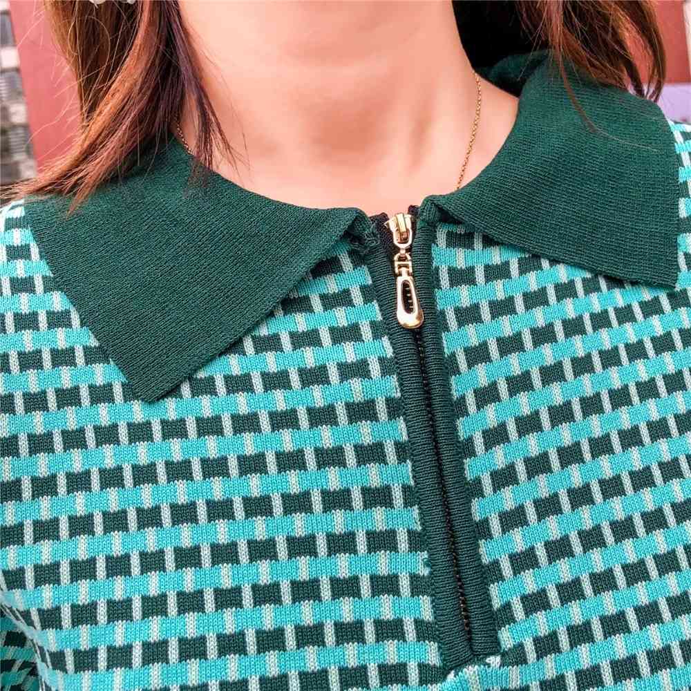 Comelsexy Women Summer Short Sleeve Plaid Knitted Sweaters+skirts 2 Pieces Casual Clothing Sets Suit 210515