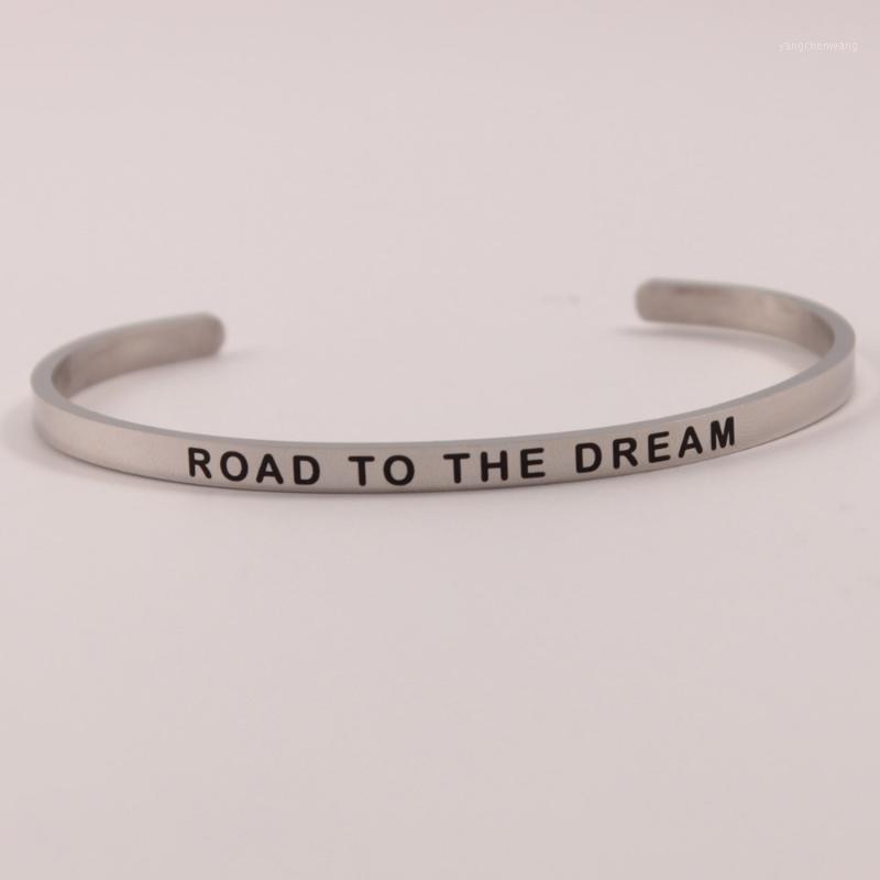 Stainless Steel Bangle Engraved "ROAD TO THE DREAM"Inspirational Cuff Mantra Bracelets For Women Men Gift
Stainless Steel Bangle Engraved "ROAD TO THE DREAM"Inspirational Cuff Mantra Bracelets For Women Men Gift
