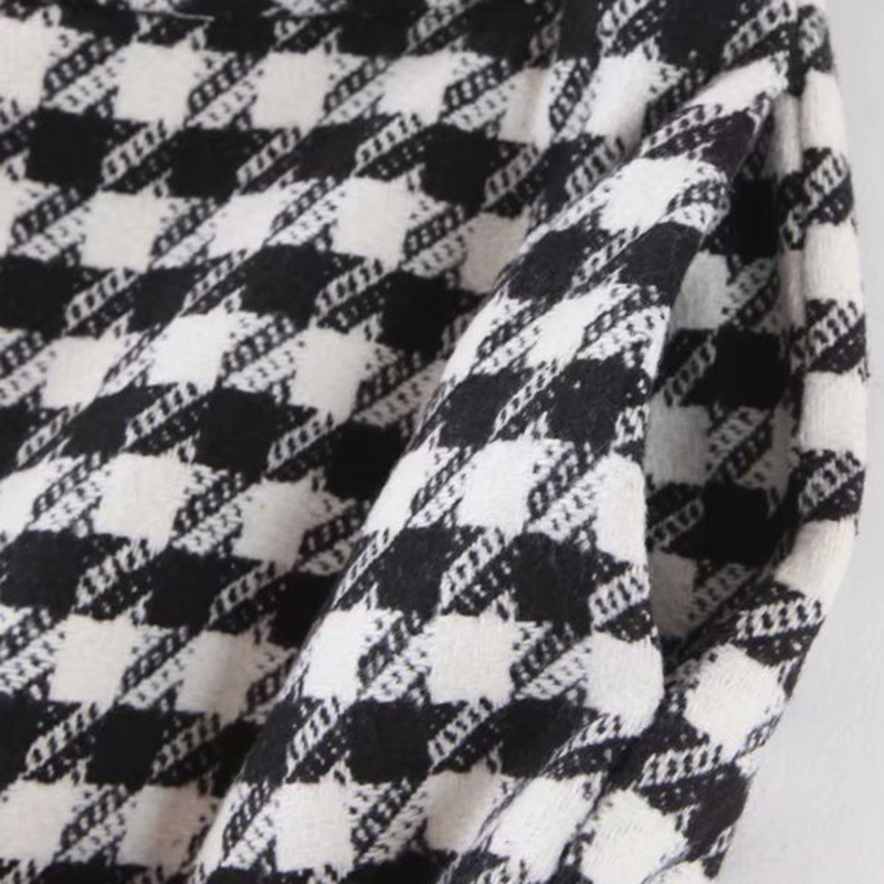 Stylish Office Wear Houndstooth Straight Pants Women Fashion High Waist Zipper Fly Pocket Ladies Ankle Trousers 210420