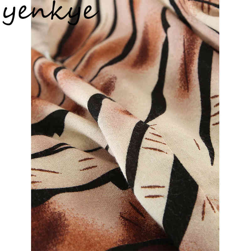Vintage Animal Print Sexy Sling Dress Women Backless V Neck A-line Short Sundress Clothes Female Summer Night Out Vestido 210430