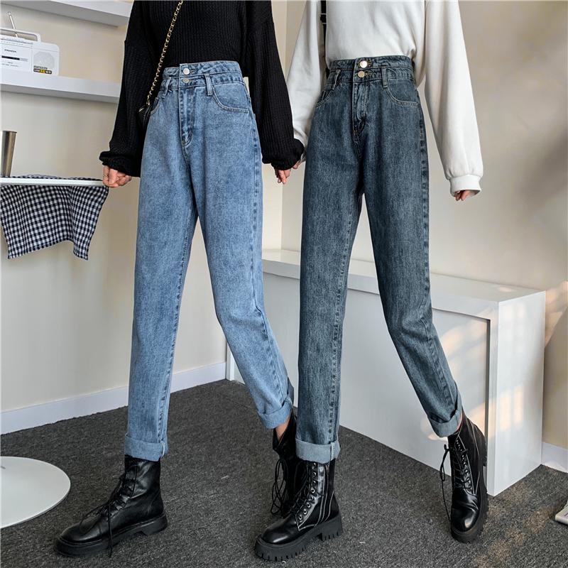 Women's Jeans DD0558 High Waist Slim Retro Nine-point Straight Loose Daddy Pants, Blue
Women's Jeans DD0558 High Waist Slim Retro Nine-point Straight Loose Daddy Pants, Blue