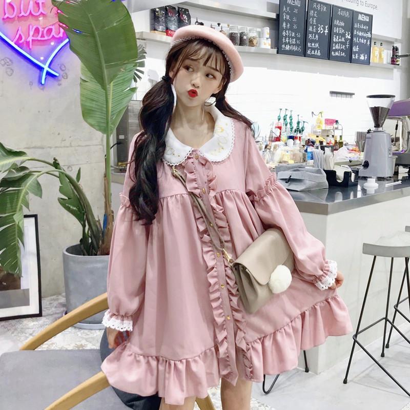 Casual Dresses Lace Embroidery Doll Dress Women' Japanese Harajuku Ulzzang Female Korean Kawaii Cute Clothing For Women B121, Pink
Casual Dresses Lace Embroidery Doll Dress Women' Japanese Harajuku Ulzzang Female Korean Kawaii Cute Clothing For Women B121, Pink