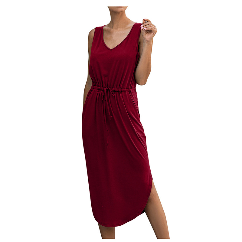 Summer Sleeveless V Neck Drawstring High Waist A Line Dress Sexy Knee Length Asymetrical Dress Casual Cotton Tank Shirt Dress 210518, Black
Summer Sleeveless V Neck Drawstring High Waist A Line Dress Sexy Knee Length Asymetrical Dress Casual Cotton Tank Shirt Dress 210518, Black