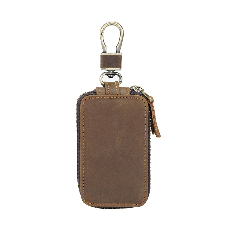Men Key Holder Housekeeper Leather Car Key Wallets Keys Organizer Women Keychain Covers Zipper Key Case Bag Unisex Pouch Purse