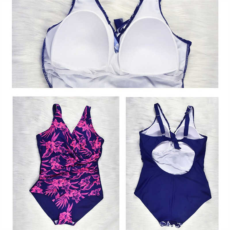 8XL Large Size Swimsuit Swimwear Plus Big Breast Woman Swimsuits Beach Monokini Print Fat Swim Suit 5XL 6XL 7XL 210625