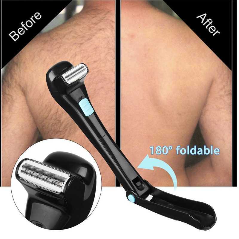 Men Shaving 180 Degrees Foldable Electric Back Hair Shaver Battery Manual Long Handle Hair Remover P0824