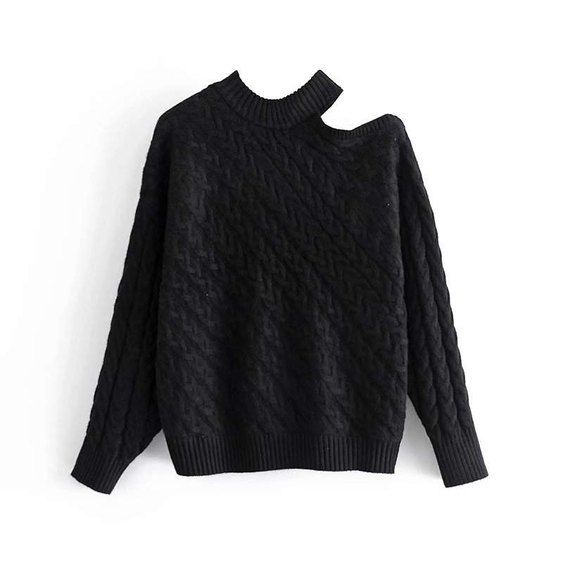 Women' Hollow Unilateral Design Eight-Strand Knitted Sweater Long-Sleeved Pullover Chic Spring And Autumn Style 210521, Black
Women' Hollow Unilateral Design Eight-Strand Knitted Sweater Long-Sleeved Pullover Chic Spring And Autumn Style 210521, Black