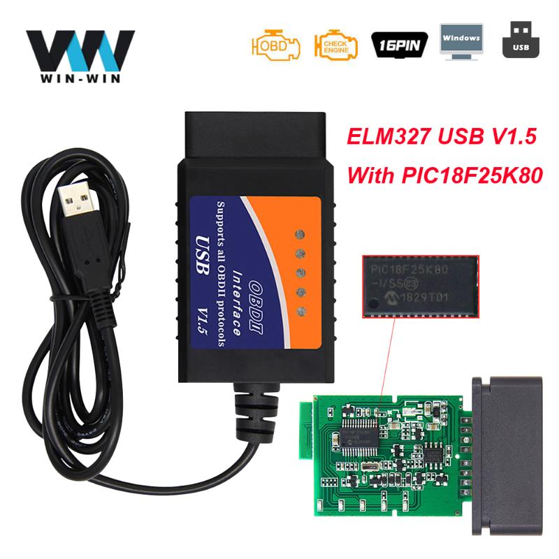 

Code Readers & Scan Tools ELM327 V1.5 USB CH340 For PC Windows PIC18F25K80 ELM 327 V 1 5 Car Diagnostic OBD2 Auto Tool OBD 2 Scanner ODB2 Re
