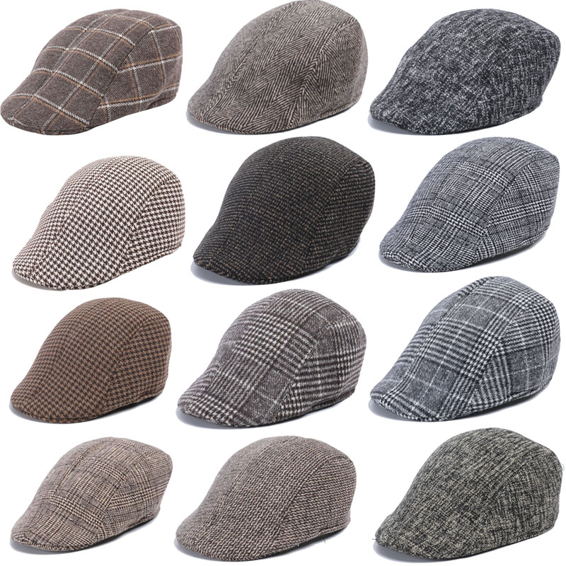 Autumn Winter Men Newsboy Hat Plaid Berets British Western Style Wool Advanced Flat Cap Classic Vintage Striped Beret, Multi
Autumn Winter Men Newsboy Hat Plaid Berets British Western Style Wool Advanced Flat Cap Classic Vintage Striped Beret, Multi