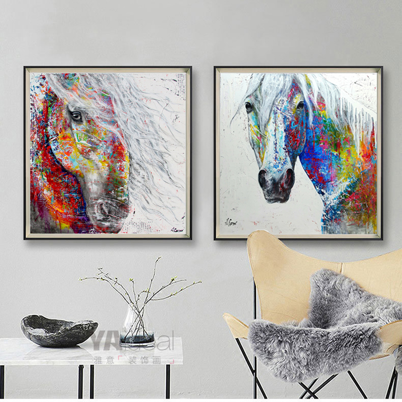 Graffiti Art Horse Paintings Colorful Horse head Pictures For Living Room Wall Art Animal Decorative Prints No Frame