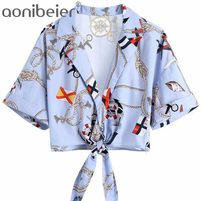 Women Fashion Printing Tailored Collar Loose Knotted Shirt Female Short Sleeve Blouse Casual Lady Crop Tops 210604, Violet
Women Fashion Printing Tailored Collar Loose Knotted Shirt Female Short Sleeve Blouse Casual Lady Crop Tops 210604, Violet