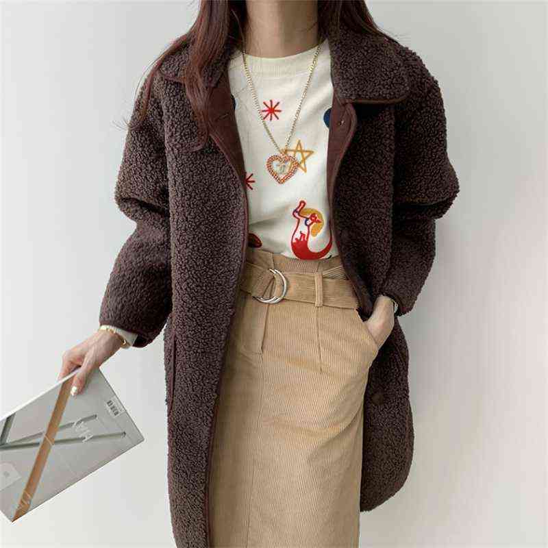 Colorfaith Autumn Winter Women Jackets Warm Korean Style Office Lady Coat Outerwear Wool Blends Wild Long Tops JK1280 211130