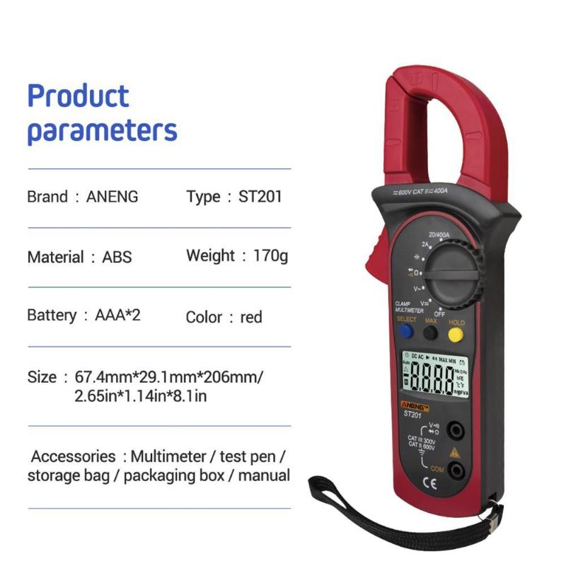 Multimeters ST201 Digital Multimeter Clamp Ammeter Transistor Capacitor Power Tester