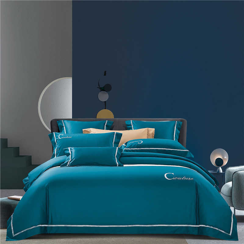 Spring and summer new products 100 thread count cotton soft silk satin four piece set of pure color simple bedding Mingzhu Hotel
Spring and summer new products 100 thread count cotton soft silk satin four piece set of pure color simple bedding Mingzhu Hotel