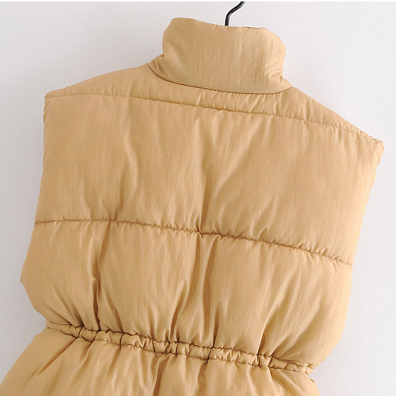 Vintage Fashion Lapel Women's Warm Jacket Loose Plus Cotton Sleeveless Vest Waist Drawstring Chic Tops Female 210507