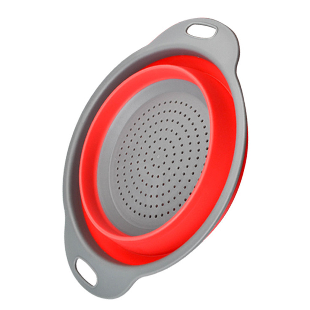 Folding vegetable fruit dishwasher basket orange/green/red silicone strainer for kitchen strainer kitchen tool