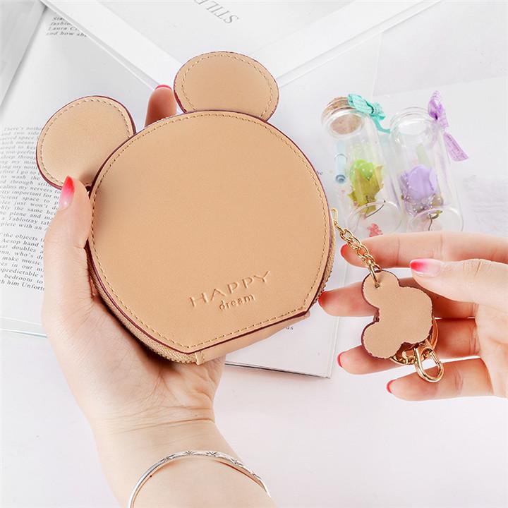 Coin Purses XZXBBAG PU Leather Cute Mouse Big Ears Women's Kawaii Zipper Change Purse Wallet Girls Cartoon Key Small Pouch Bags
