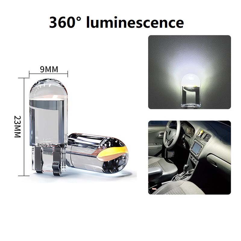 10PCS/Set T10 W5W WY5W 168 501 192 2825 COB LED Light Car Lamps Parking Side Door Bulb Instrument Lamp Auto License Plate Lights