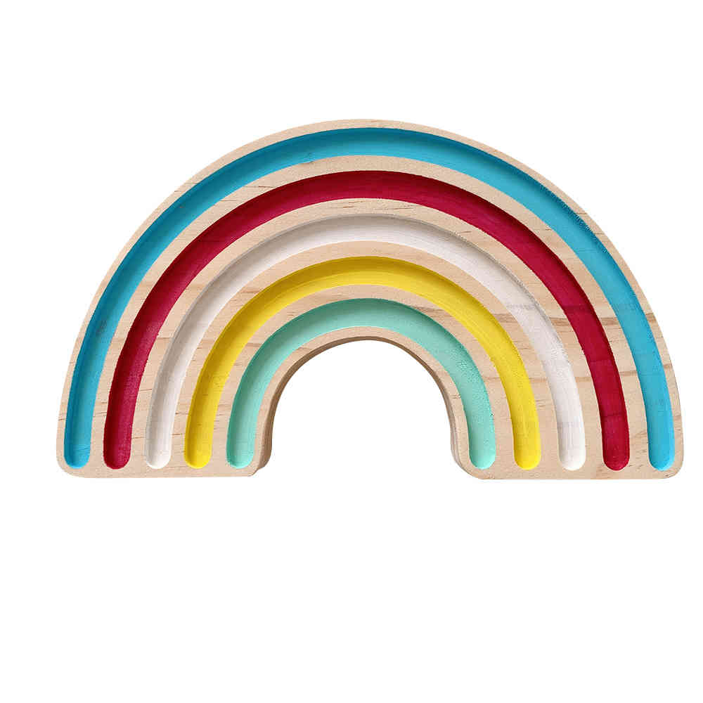 ins Style Wooden Rainbow Building Blocks Toy For Kids Room Decor, Newborn Photography Props Blocks Ornament