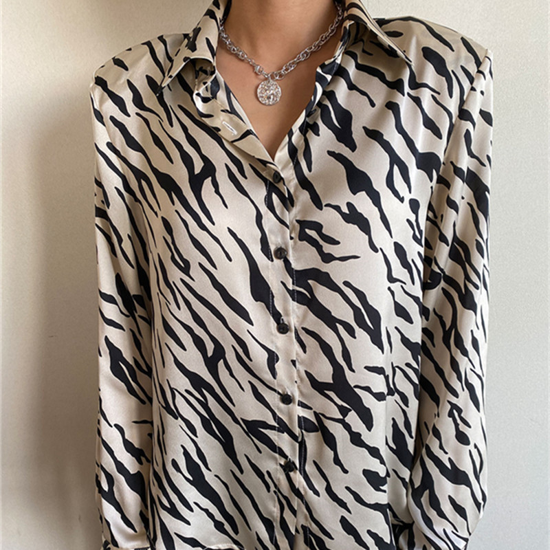 Nomikuma Korean Zebra Stripe Women Blouse Long Sleeve Turn-down Collar Elegant Shirt Spring Causal Blusas Femme New 6F428 210427