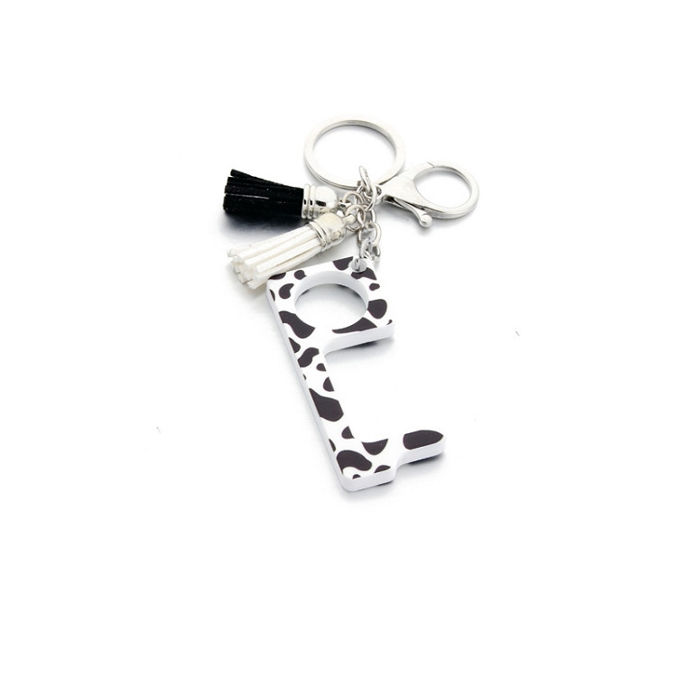 Contactless Key chain operner Door Opener acrylic tassel printed pendant opener press non-touch portable elevator tool T2I51064 Free shipping