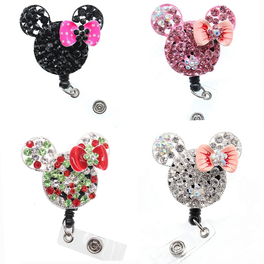 20 pcs/lot Fashion Key Rings Style Cute Animal Retractable Card Holder Nurse Doctor Teacher Office Supply ID Working Accessories
