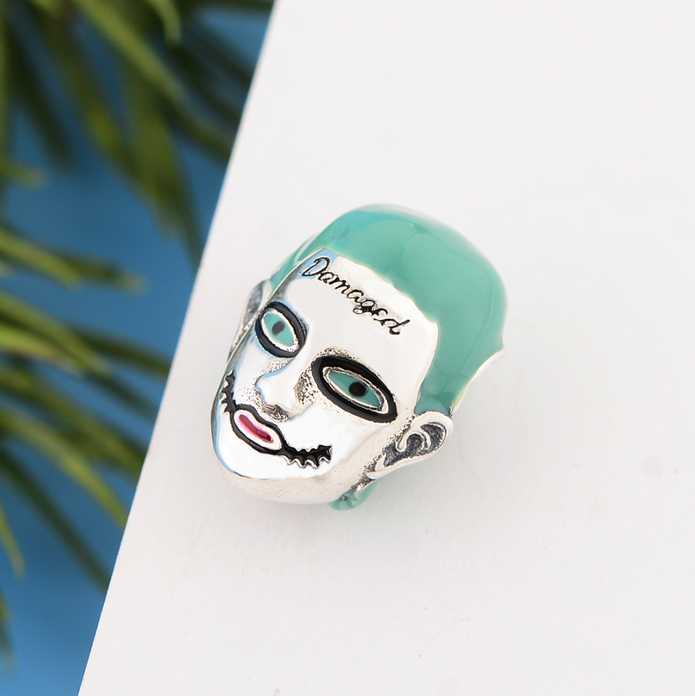 Fit Original Charm Bracelet Real 925 Sterling Silver Damaged Man Green Hair And Big Mouth Clown Beads For Making Berloque DIY