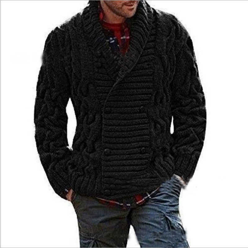 Winter Plus Size Men Loose Twist Pattern Double Breasted Knitted Cardigan Masculino Male Casual Streewear Sueter Hombre Invierno 210604
