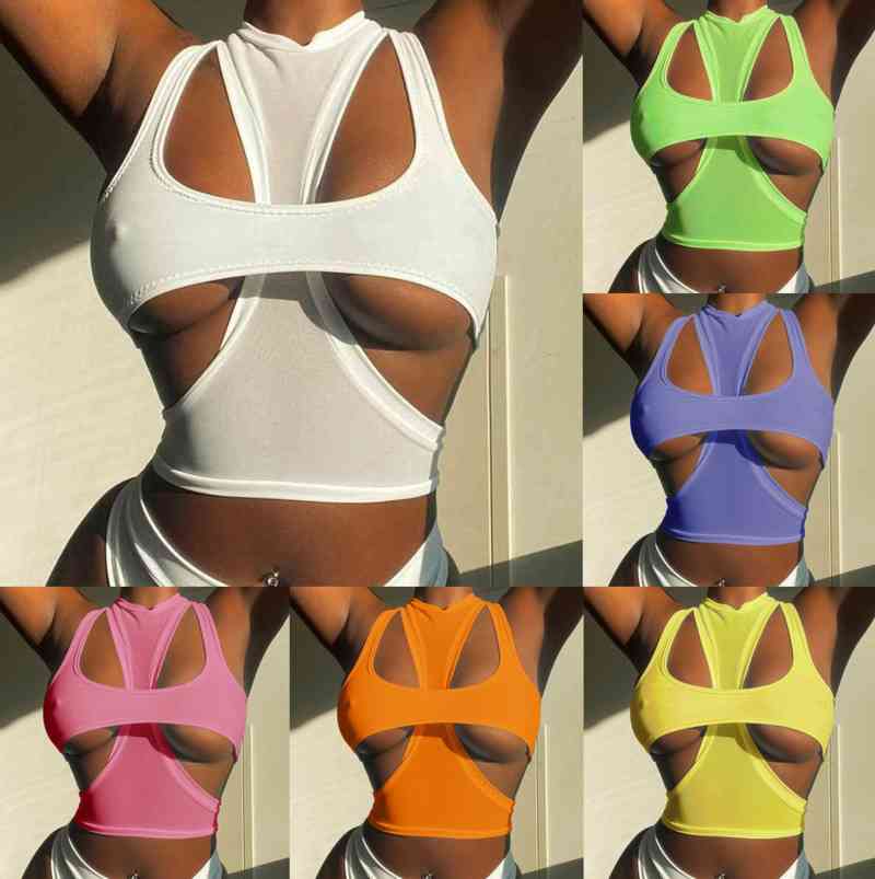 Sexy Top Designers Women Vest Strap T-Shirt Fold Split Fork Breast Wrapping Short Sleeve Casual Shirts Solid Color Sports Vest, White
Sexy Top Designers Women Vest Strap T-Shirt Fold Split Fork Breast Wrapping Short Sleeve Casual Shirts Solid Color Sports Vest, White