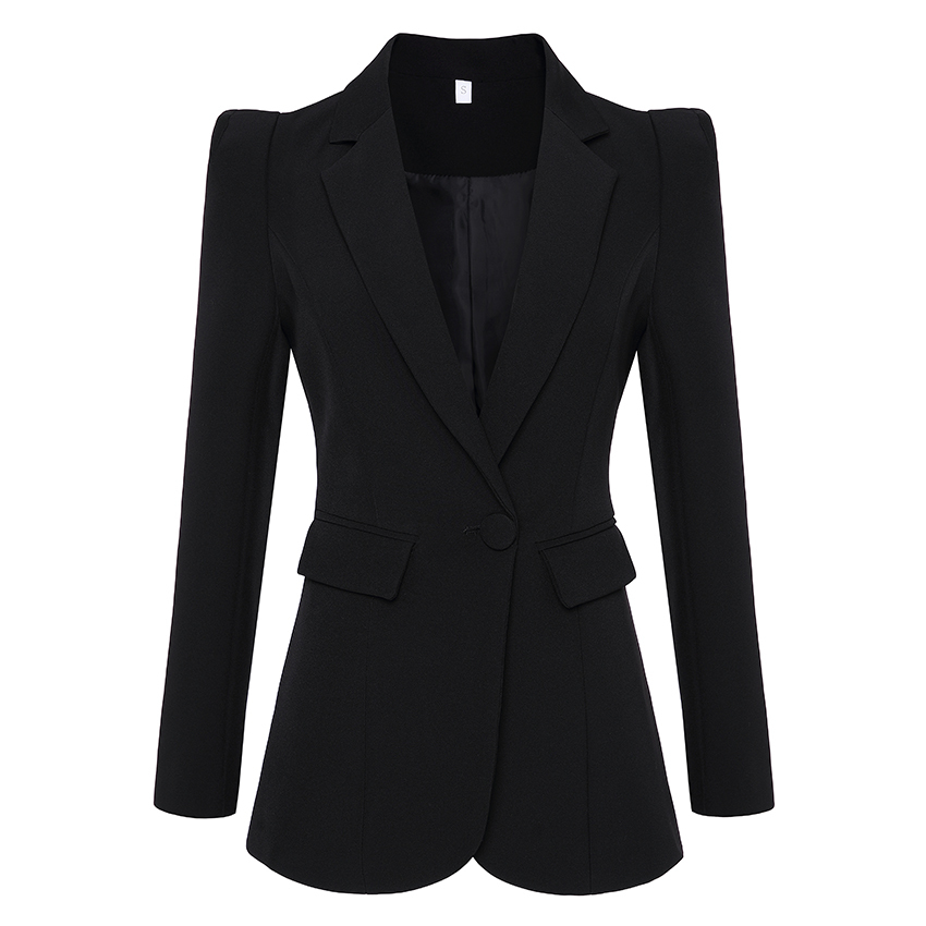 HIGH QUALITY Fashion Blazer Jacket Women's Soaring Shoulders Single Button Outer Wear 210521