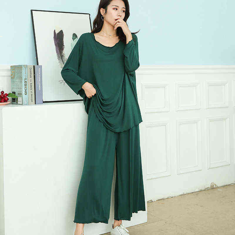 100kg 3XL Plus Size Women's Modal Homewear Summer Female Pajamas Ladies Atoff Home Modal 2Pieces Set Sleepwear Pajamas for Women 211109