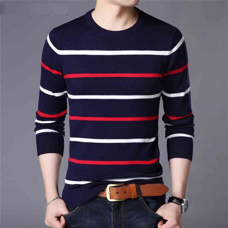 Sweater Men Fashion Casual Striped O-neck Pull Homme Spring Autumn Cotton Knitwear Pullover Clothing Jersey C1003
Sweater Men Fashion Casual Striped O-neck Pull Homme Spring Autumn Cotton Knitwear Pullover Clothing Jersey C1003