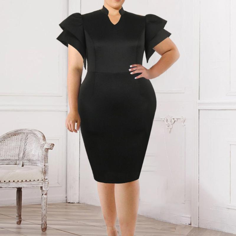 Plus Size Dresses Ruffle Sleeve Black Bodycon Knee Length Elegant Fashion Birthday Party Dinner Spring Autumn Lady Dress Suits
Plus Size Dresses Ruffle Sleeve Black Bodycon Knee Length Elegant Fashion Birthday Party Dinner Spring Autumn Lady Dress Suits