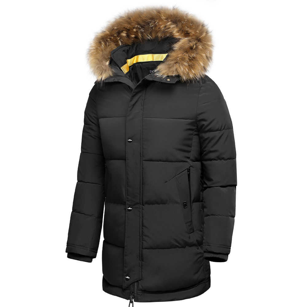 6Xl Men Winter Casual Long Thick Fur Collar Hooded Parkas Jacket Coat Men Autumn Fashion Warm Windproof Pocket Hat Parka Men 211014