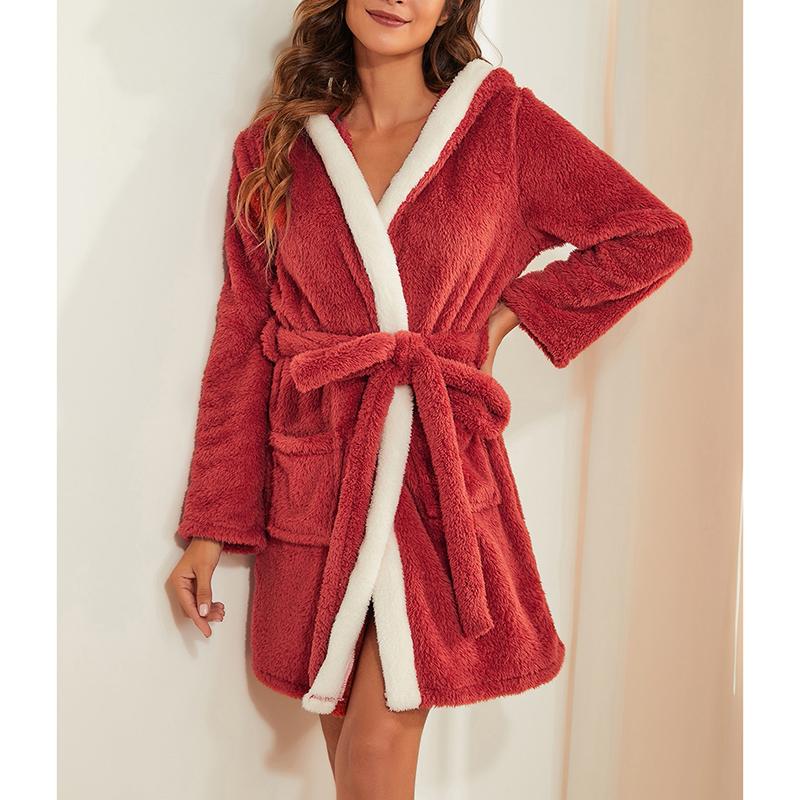 Women' Sleepwear 2022 Winter Warm Plush Hooded Bathrobe Women Casual Cardigan Waistband Lace-Up Robe Long Sleeve Loose Bathing Nightgown, Red
Women' Sleepwear 2022 Winter Warm Plush Hooded Bathrobe Women Casual Cardigan Waistband Lace-Up Robe Long Sleeve Loose Bathing Nightgown, Red