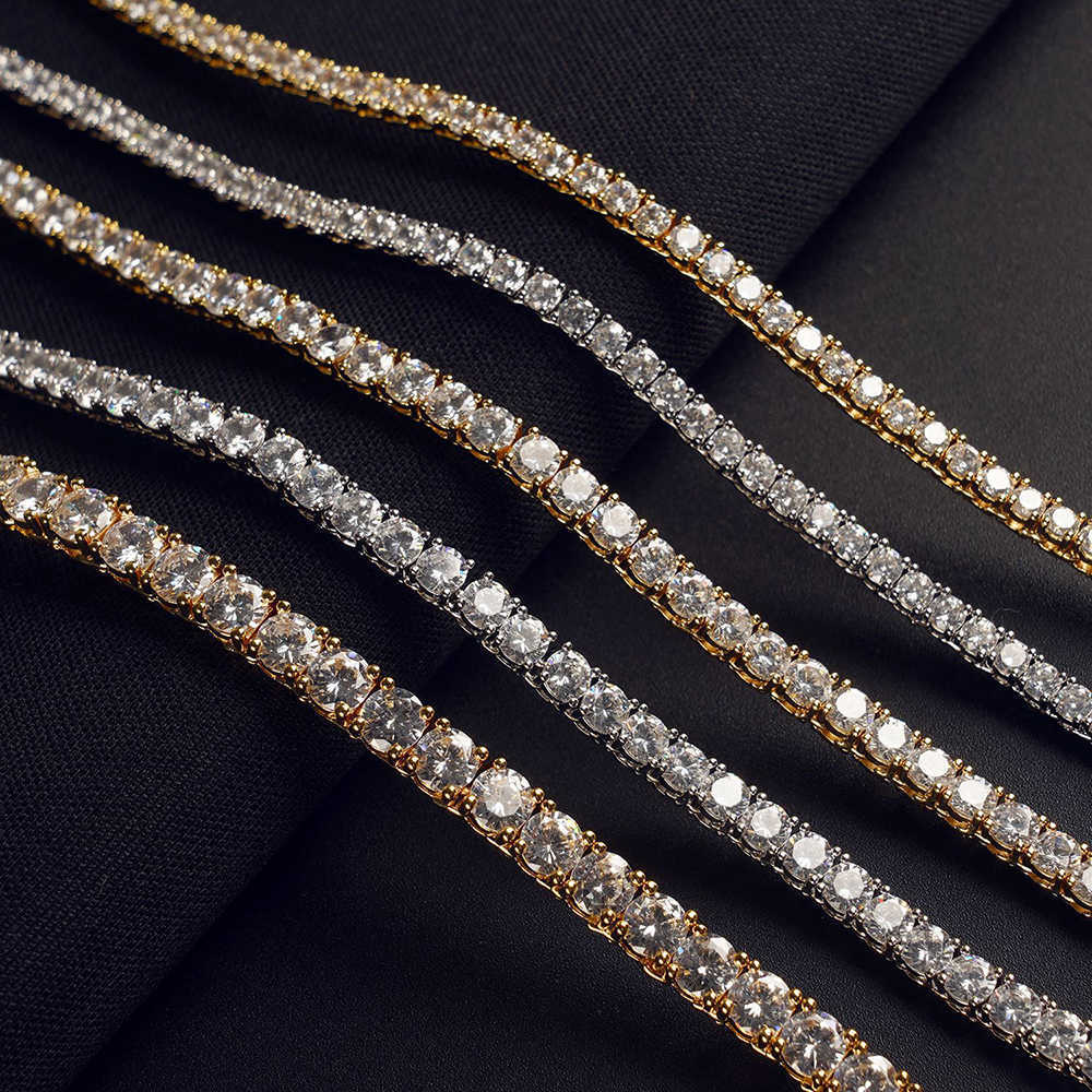 2mm-5mm Cubic Zirconia Of 7/8/9 inch Tennis Bracelet Copper Jewelry White/Gold Plated Bangle 210609